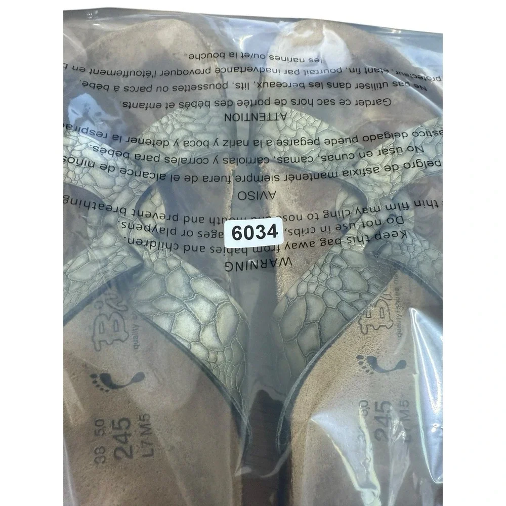 Birkenstock Birki's Sylt Birko Size 7 Gold Sandals Snake Crocodile Reptile EU 38